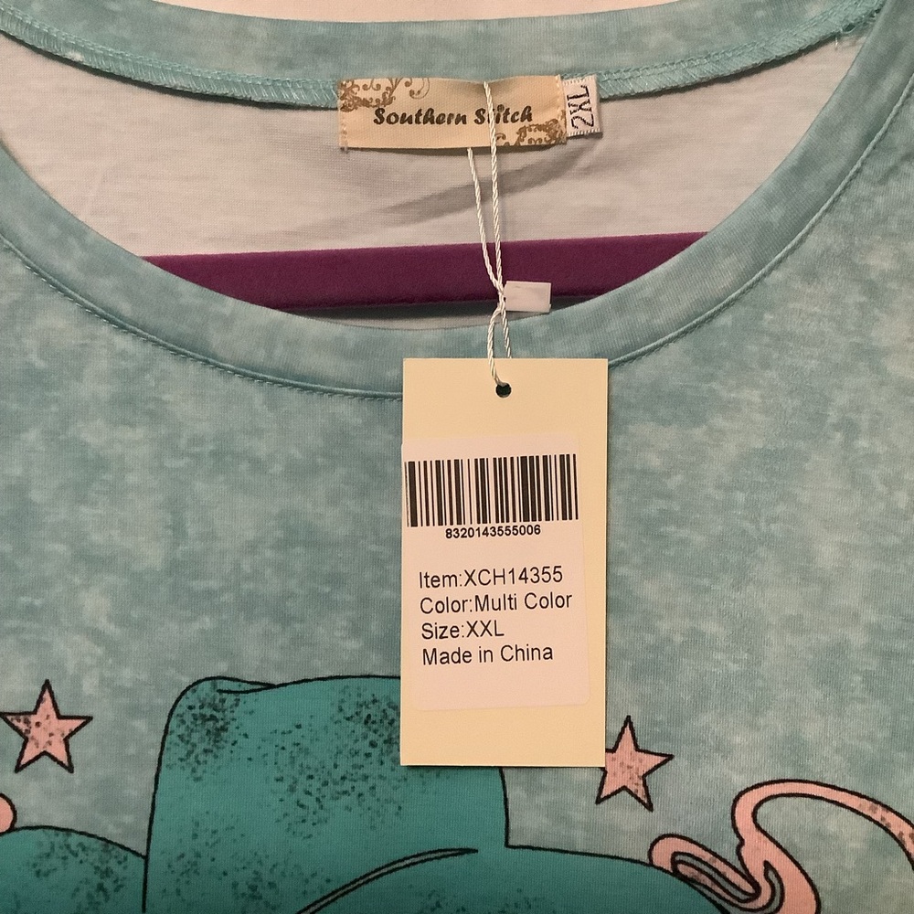 Teal Graphic T-Shirt with Cowboy Design - Picture 4 of 4